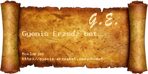 Gyenis Erzsébet névjegykártya